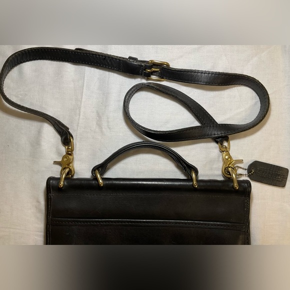 Coach Black Willis Vintage Leather Crossbody shoulder Bag with Detachable Strap - Picture 9 of 17
